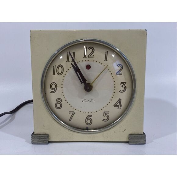 Vtg Metal Deco Logan S5-F Westclox Electric Alarm Clock Tested And Working 1940s - Picture 2 of 15